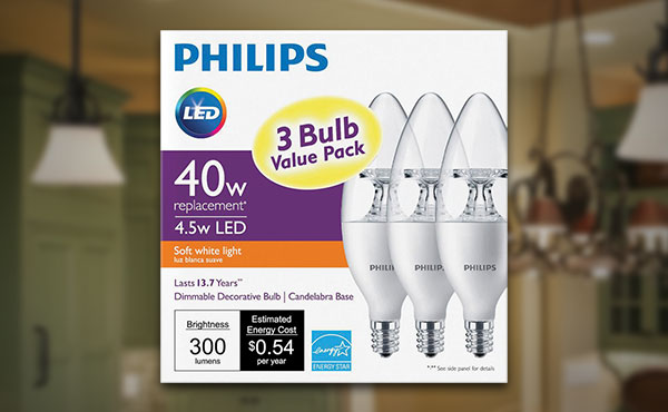 Philips B11 Candelabra Dimmable LED Light Bulbs