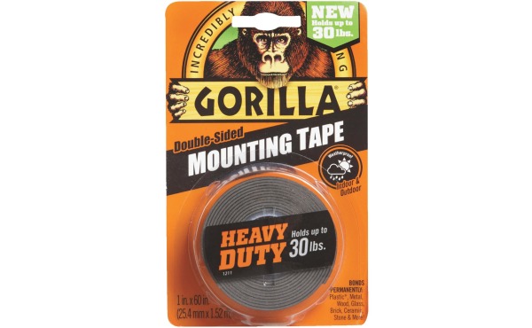 Gorilla 1 In. x 60 In. Black Heavy Duty Double-Sided Mounting Tape (30 Lb. Capacity)
