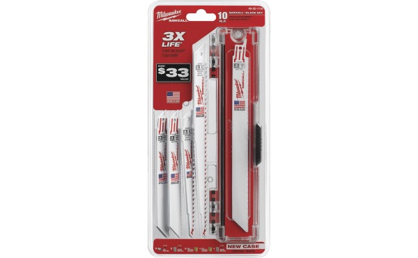 Milwaukee Sawzall 10-Piece Reciprocating Saw Blade Set Milwaukee Sawzall 10-Piece Reciprocating Saw Blade Set