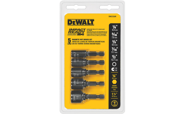 DeWalt Impact Ready 5-Piece Magnetic Nutdriver Bit Set DeWalt Impact Ready 5-Piece Magnetic Nutdriver Bit Set