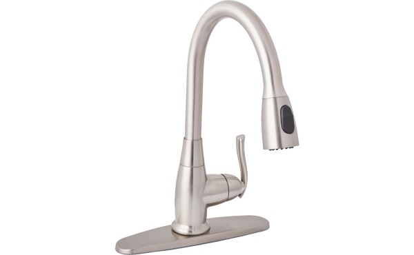 Home Impressions Single Handle Lever Pull-Down Kitchen Faucet, Brushed Nickel Home Impressions Single Handle Lever Pull-Down Kitchen Faucet, Brushed Nickel