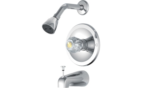 Home Impressions Chrome Single-Handle Acrylic Knob Tub & Shower Faucet Home Impressions Chrome Single-Handle Acrylic Knob Tub & Shower Faucet