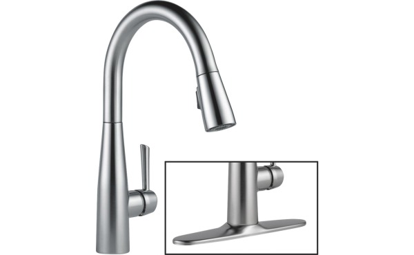 Delta Essa Single Handle Lever Kitchen Faucet with Pull-Down Spray, Stainless Delta Essa Single Handle Lever Kitchen Faucet with Pull-Down Spray, Stainless