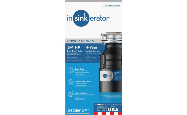 Insinkerator Badger 5XP 3/4 HP Dura-Drive Garbage Disposer, 4 Year Warranty Insinkerator Badger 5XP 3/4 HP Dura-Drive Garbage Disposer, 4 Year Warranty