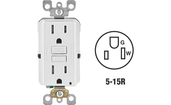 Leviton SmartlockPro Self-Test 15A White Commercial Grade Tamper Resistant 5-15R GFCI Outlet Leviton SmartlockPro Self-Test 15A White Commercial Grade Tamper Resistant 5-15R GFCI Outlet