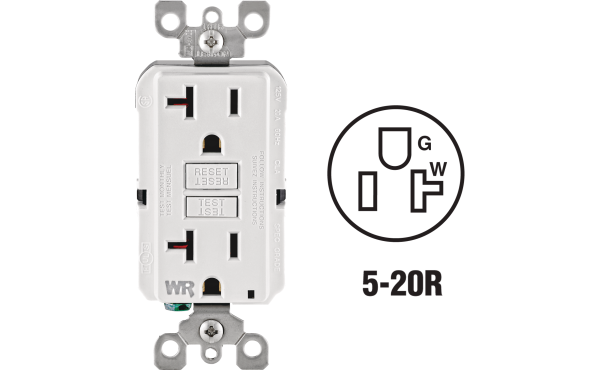 Leviton SmartlockPro Self-Test 20A White Residential Grade Tamper & Weather Resistant 5-20R GFCI Outlet Leviton SmartlockPro Self-Test 20A White Residential Grade Tamper & Weather Resistant 5-20R GFCI Outlet