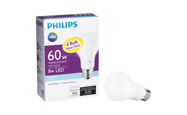 Philips 60W Equivalent Daylight/Soft White A19 Medium LED Light Bulb (4-Pack)