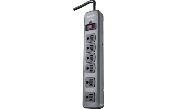 Woods 6-Outlet 900J Dark Gray Surge Protector Strip with 3 Ft. Cord Woods 6-Outlet 900J Dark Gray Surge Protector Strip with 3 Ft. Cord