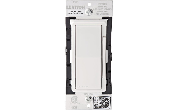 Leviton Decora Smart White 600W 120V Rocker Dimmer Switch Leviton Decora Smart White 600W 120V Rocker Dimmer Switch