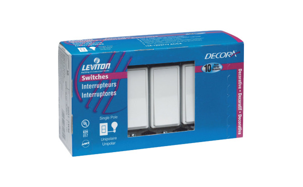 Leviton Decora Residential Grade 15 Amp Rocker Single Pole Switch, (White, (10-Pack) Leviton Decora Residential Grade 15 Amp Rocker Single Pole Switch, (White, (10-Pack)