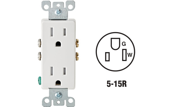 Leviton Decora 15A White Tamper Resistant 5-15R Duplex Outlet Leviton Decora 15A White Tamper Resistant 5-15R Duplex Outlet