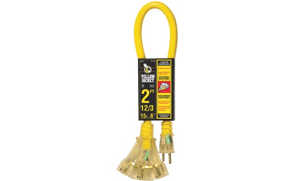 Yellow Jacket 2 Ft. 12/3 Contractor Grade Power Block Extension Cord Yellow Jacket 2 Ft. 12/3 Contractor Grade Power Block Extension Cord