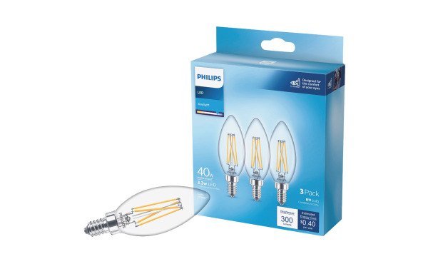 Philips 40W Equivalent Daylight B11 Candelabra Clear LED Decorative Light Bulb (3-Pack) Philips 40W Equivalent Daylight B11 Candelabra Clear LED Decorative Light Bulb (3-Pack)