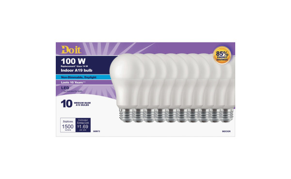 Do it 100W Equivalent Daylight A19 Medium LED Light Bulb (10-Pack) Do it 100W Equivalent Daylight A19 Medium LED Light Bulb (10-Pack)