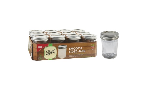 Ball Smooth-Sided Silver Lid Canning Jar (12-Count) - Various Sizes