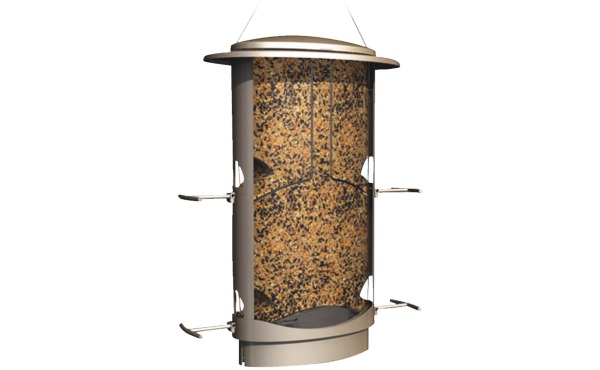Squirrel X1 Tan Plastic Elliptical Tube Bird Feeder Squirrel X1 Tan Plastic Elliptical Tube Bird Feeder