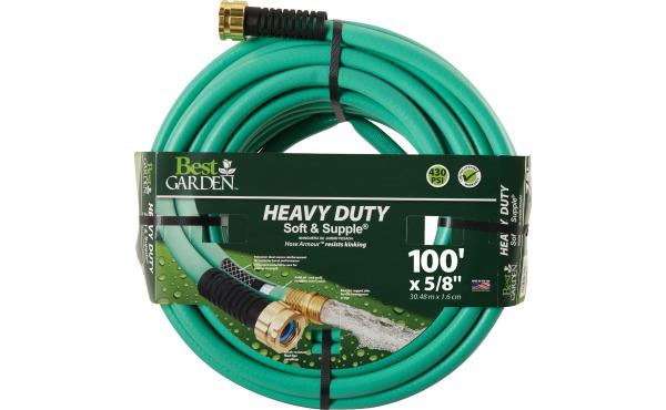 Best Garden 5/8 In. Dia. x 100 Ft. L. Heavy-Duty Soft & Supple Garden Hose Best Garden 5/8 In. Dia. x 100 Ft. L. Heavy-Duty Soft & Supple Garden Hose