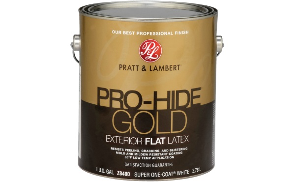 Pratt & Lambert Pro-Hide Gold Latex Exterior House Paint, Super One-Coat White, 1 Gal. Pratt & Lambert Pro-Hide Gold Latex Exterior House Paint, Super One-Coat White, 1 Gal.