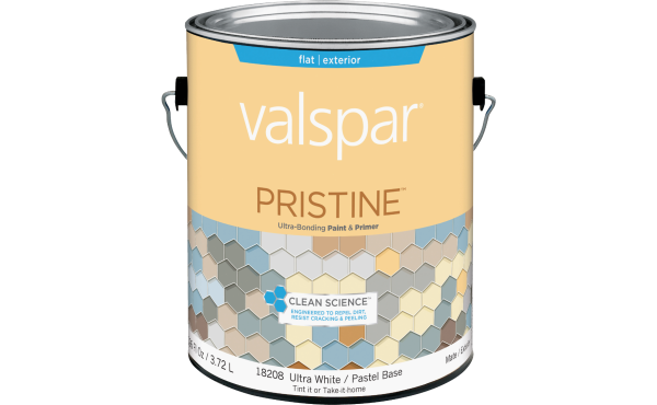 Valspar Pristine 100% Acrylic Paint & Primer Exterior House Paint, Ultra White/Pastel Base, 1 Gal. Valspar Pristine 100% Acrylic Paint & Primer Exterior House Paint, Ultra White/Pastel Base, 1 Gal.