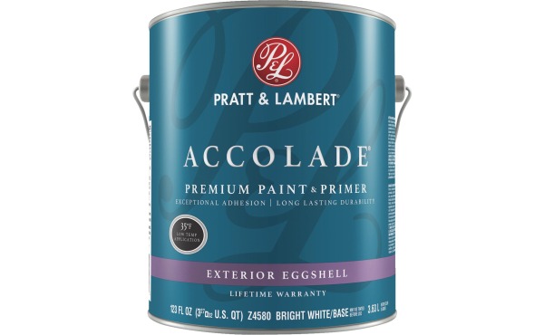 Pratt & Lambert Accolade 100% Acrylic Paint & Primer Exterior House Paint, Bright White Base, 1 Gal. Pratt & Lambert Accolade 100% Acrylic Paint & Primer Exterior House Paint, Bright White Base, 1 Gal.