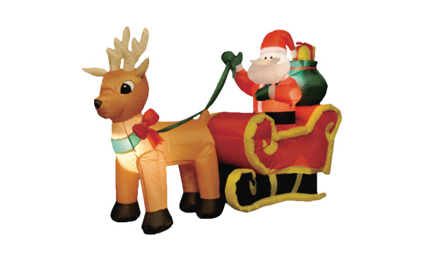 Brite Star 6 Ft. Santa in 1-Reindeer Sleigh Airblown Inflatable Brite Star 6 Ft. Santa in 1-Reindeer Sleigh Airblown Inflatable