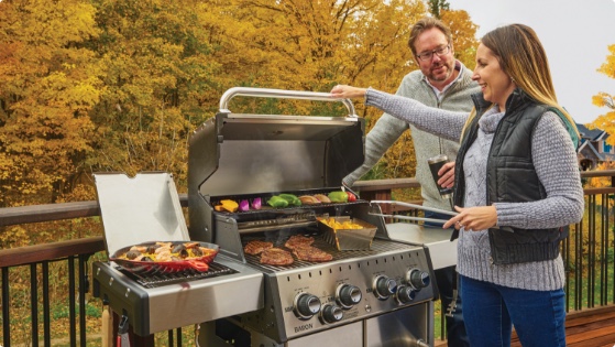 Couple grilling